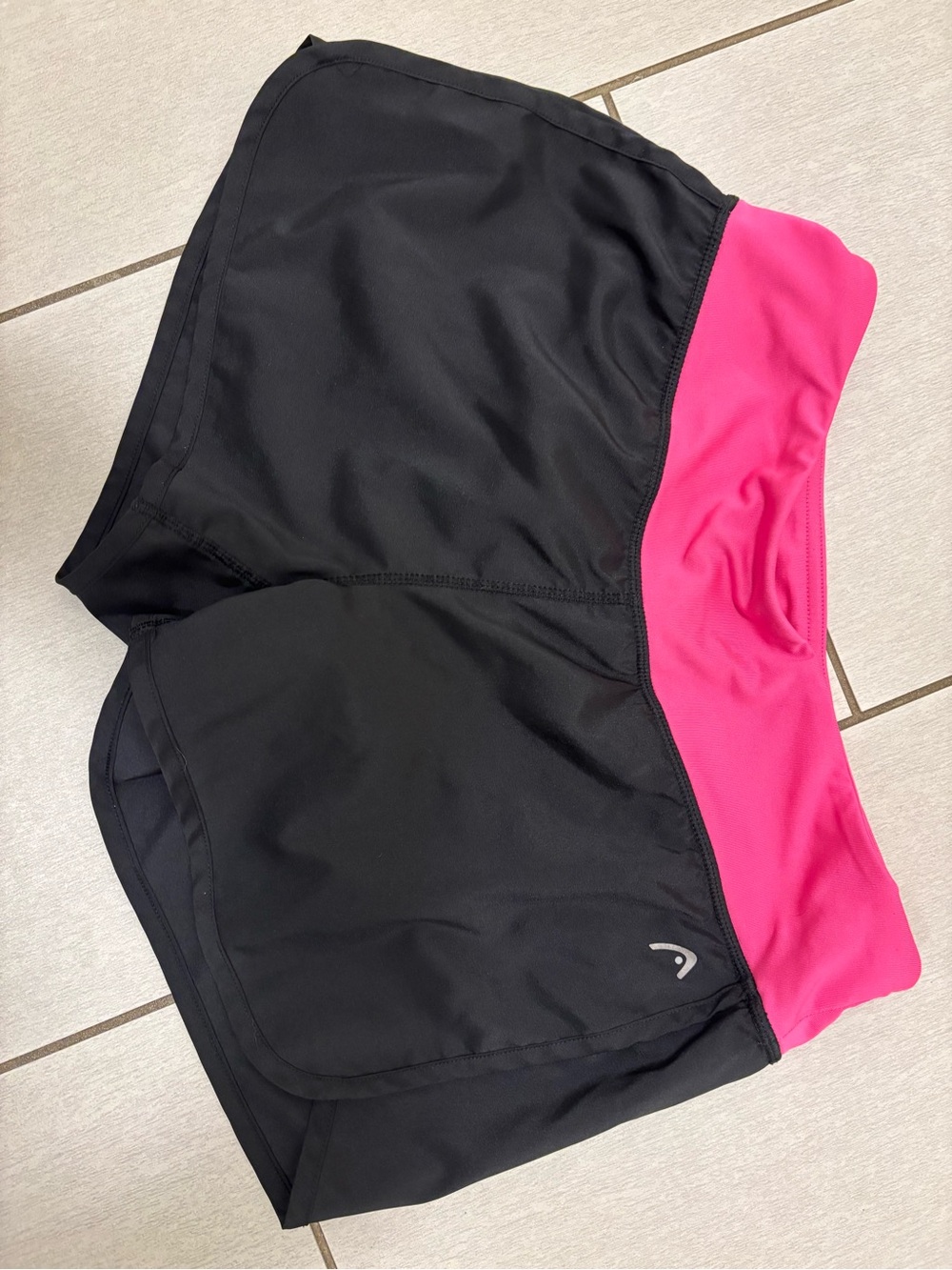 Extra small and hardly worn Head Women’s Black Shorts with Pink Waistband